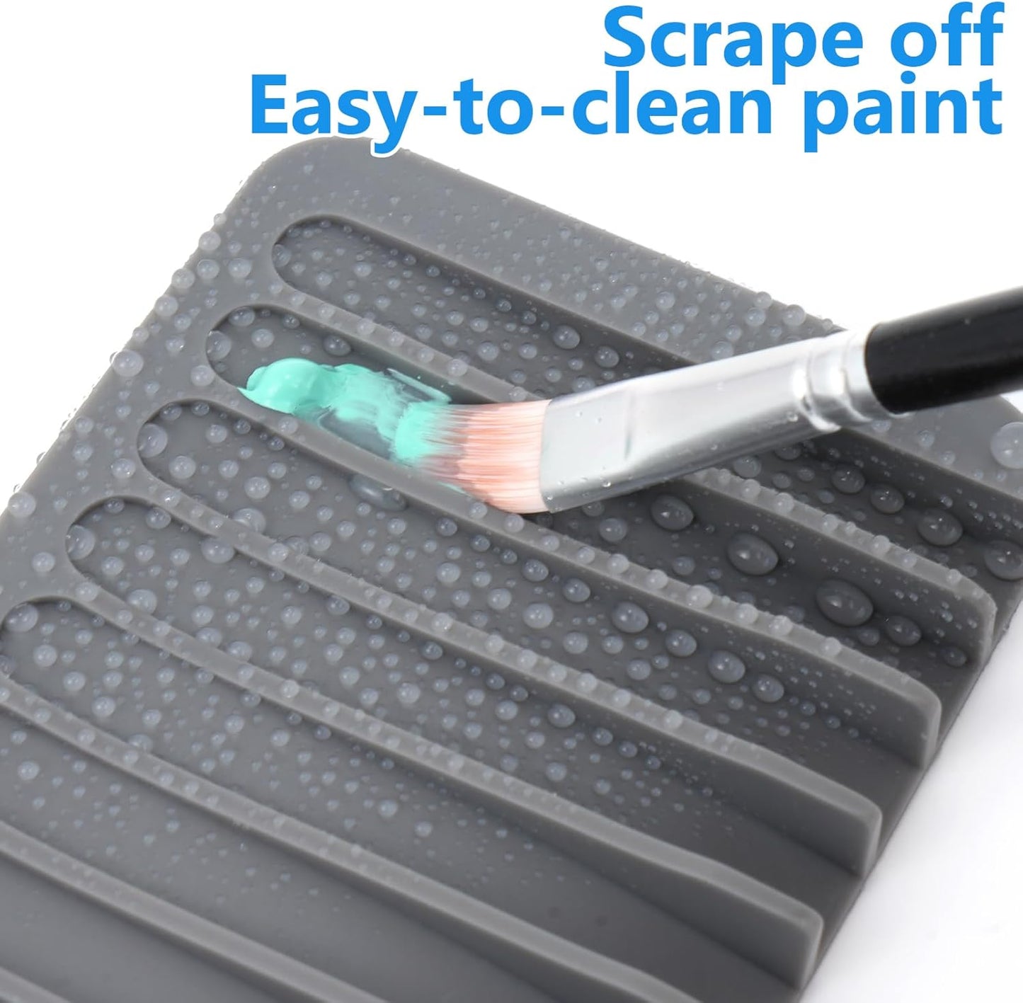 6 Pcs Paint Brush Holder with 8 Slots, Gray Washable Silicone Brush Rinse Cleaner, Paintbrush Organizer Tray for Artist, Hobby & Classroom, Compact Desk Display Stand Storage for Paintbrushes