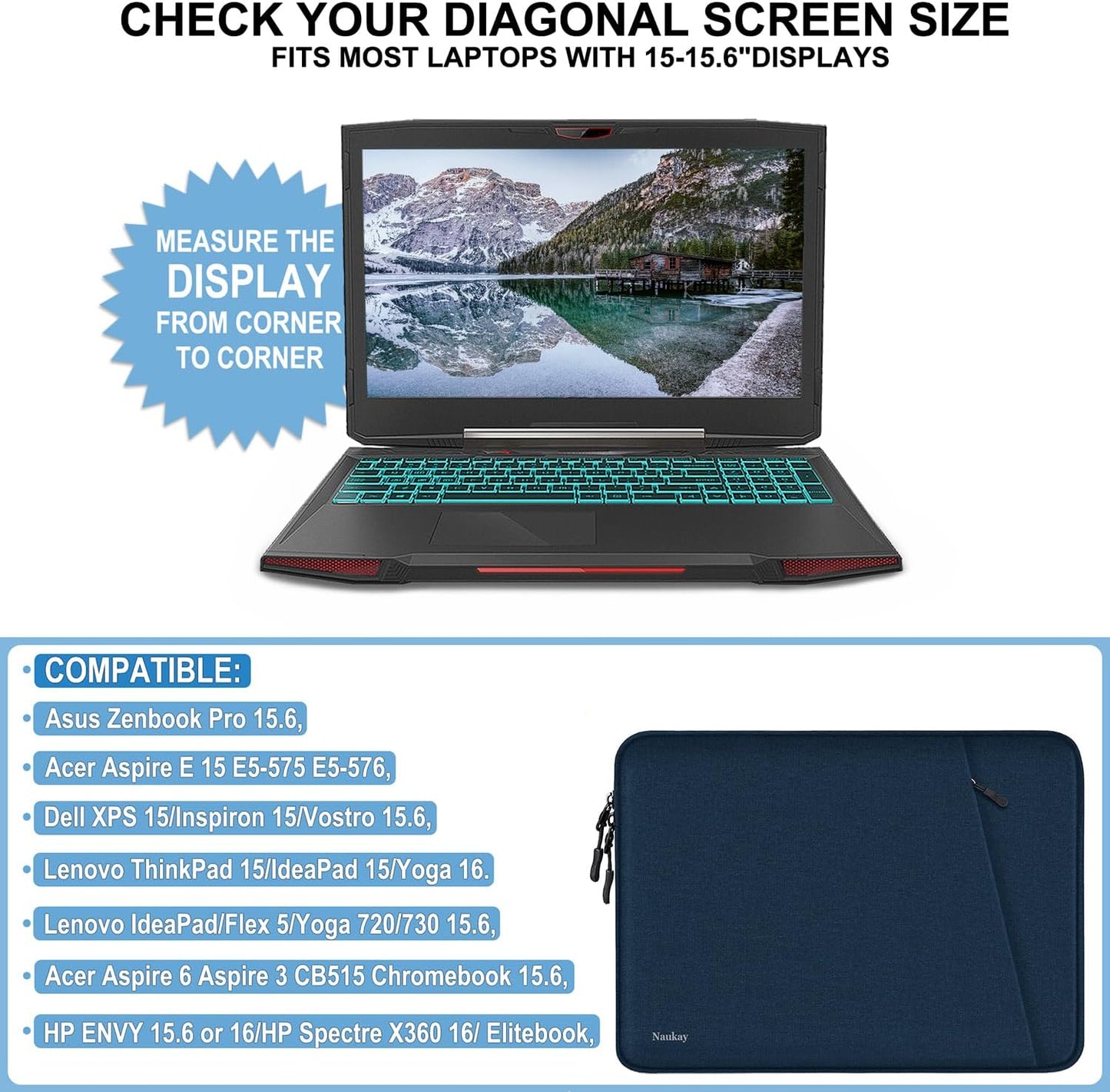 Laptop Sleeve Case 13.3 inch, Shockproof Protective Computer Cover with Accessories Pocket, Portable Laptop Bag Compatible with MacBook Air/Pro 13-13.3 inch, Compatible for MacBook Pro 14 inch, Black | Shockproof