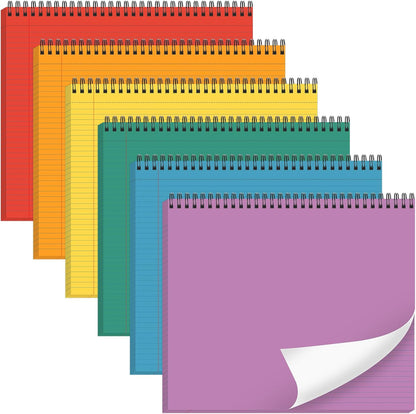 gisgfim 6 Packs 9.5" x 11" Landscape Note Pads College Ruled Notebooks Perforated Notepads 40 Sheets Punched Top Spiral Bound Notebooks 80GSM Lined Notepads for School,Office,Home (Neutral Color)
