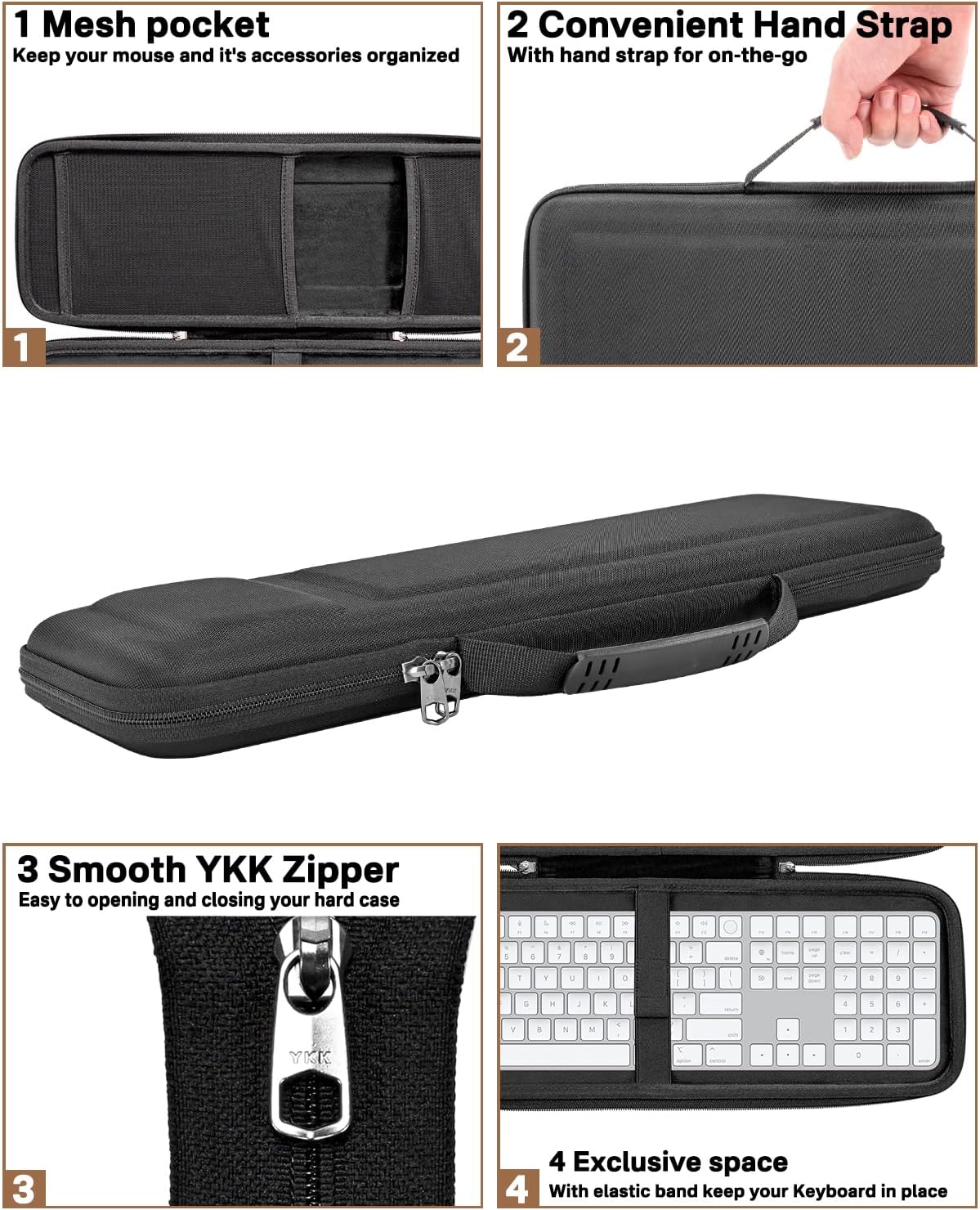 RAIACE Hard Storage Case Compatible with Apple Magic Keyboard + Magic Mouse. (Case Only) - Black