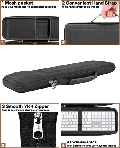 RAIACE Hard Storage Case Compatible with Apple Magic Keyboard + Magic Mouse. (Case Only) - Black