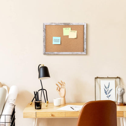 Cork Board Bulletin Board, 11.8x8.6 inches Mini Decorative Hanging Framed Cork Boards for Walls, Pin Board Vision Board for School Home Office, Bulletin Board with Wooden Frame(2230,WH,1p)