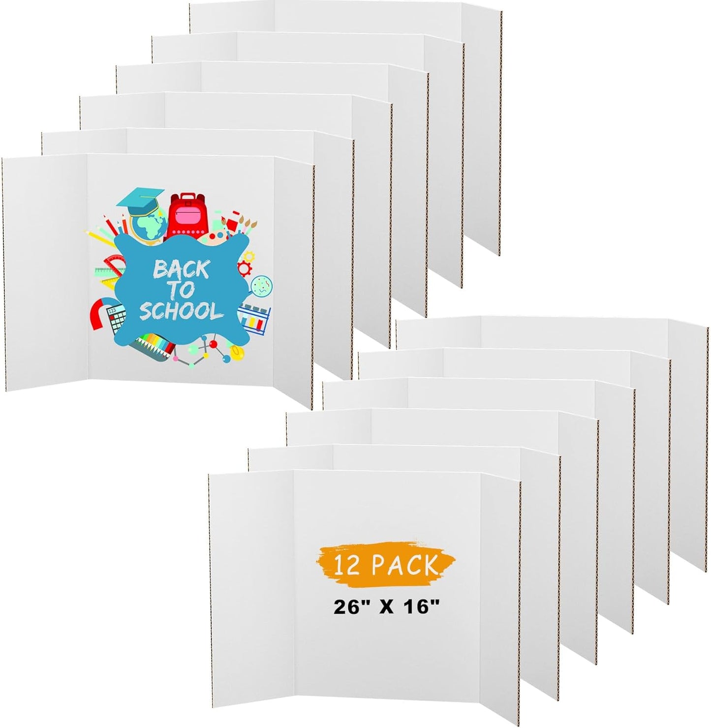 AKONEGE 3Pcs Small Trifold Poster Board, 21 x 14 inches White Tri Fold Poster Boards Corrugated Presentation Board Science Fair Display Boards for School Fun Projects, Exhibitions and Business