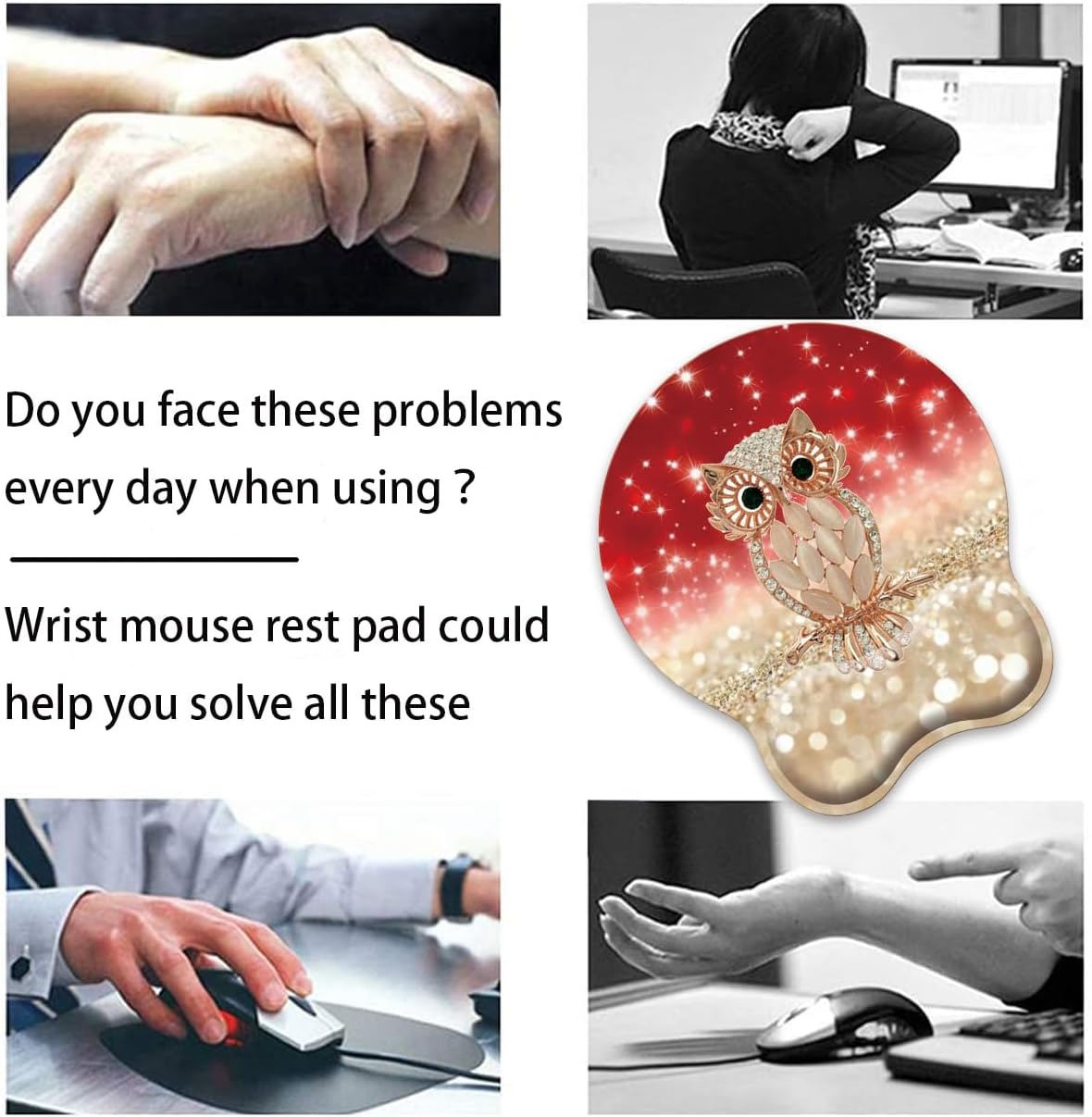 Mouse Wrist Rest and Keyboard Wrist Rest Pad Set, Non-Slip Rubber Base Smooth Surface Ergonomic Gaming Mouse Pad for Easy Typing and Pain Relief, Antique Blue Wood Grain Dog Paw + Coaster