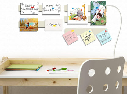 Felt Pin Board Bar Strips Bulletin Board for Bedrooms Offices Home Wall Decoration, Notice Board Self Adhesive Cork Board with 35 Push Pins for Paste Notes, Photos, Schedules