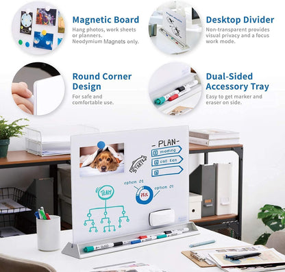 Audio-Visual Direct - Glass Desktop Computer Keyboard Whiteboard Notepad Set, Black (Includes Neon Marker, Eraser & Sticky Notes)