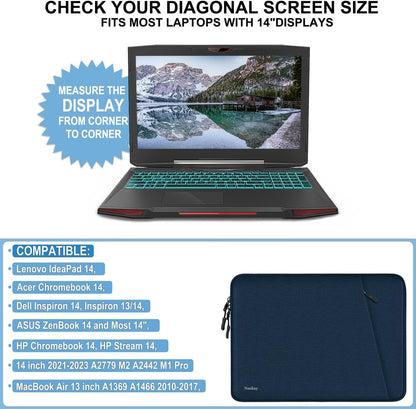 Laptop Sleeve Case 13.3 inch, Shockproof Protective Computer Cover with Accessories Pocket, Portable Laptop Bag Compatible with MacBook Air/Pro 13-13.3 inch, Compatible for MacBook Pro 14 inch, Black | Shockproof
