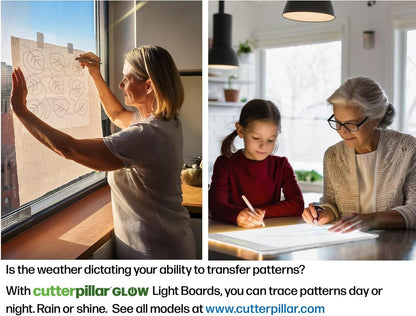 Cutterpillar Glow Premium II LED Light Board with Translucent Self-Healing Cutting Mat – 13" x 19" Light Box Tracing Pad with Non-Slip Mat and Built-in Rechargeable Battery