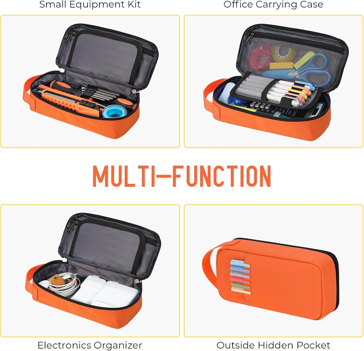 ECHSRT Big Pencil Case, Aesthetic Portable Zipper Pencil Bag with Hidden Pocket, Special Pouch for Men Women Adults, Stationery Organizer Pen Cases for Office Travel,Black