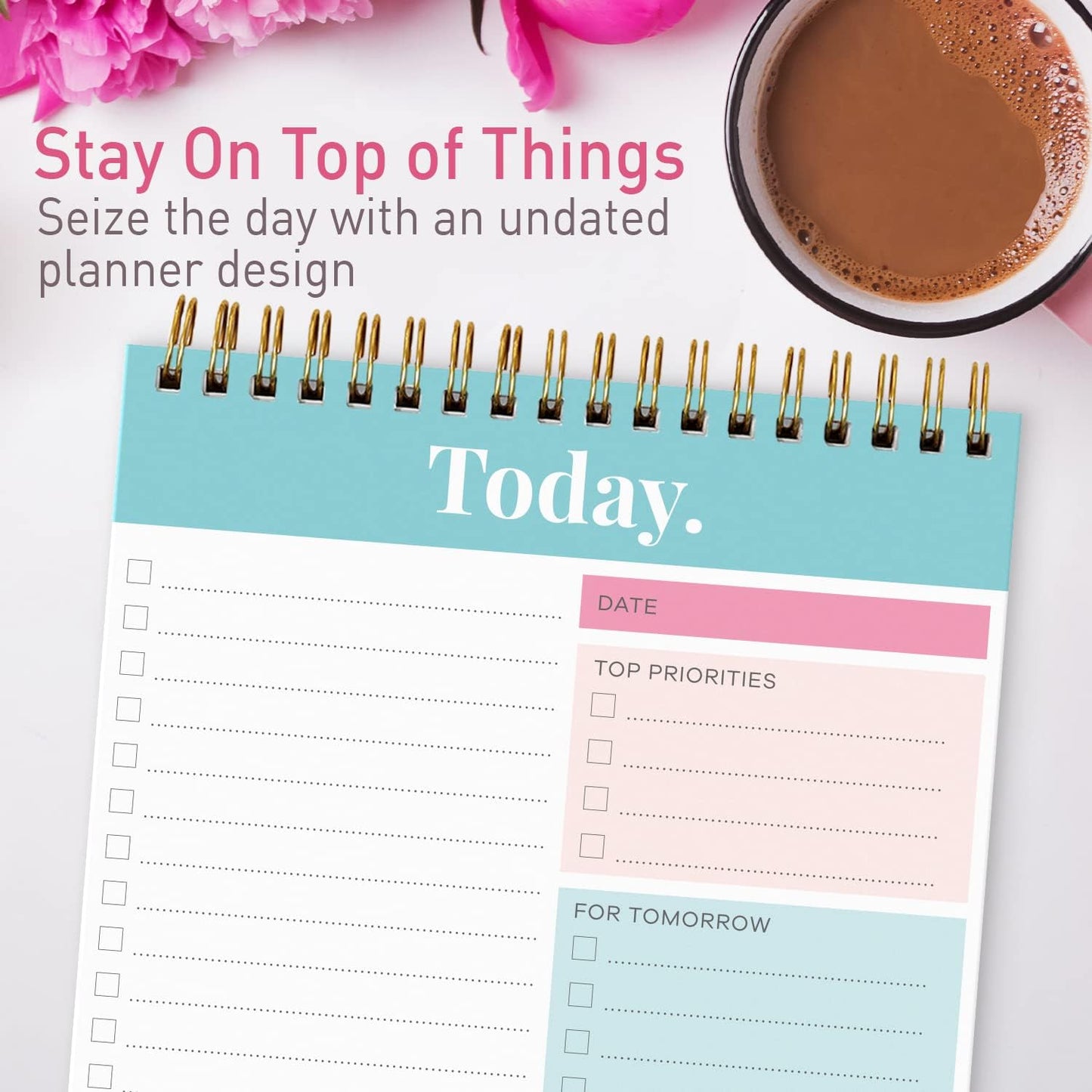 Sweetzer & Orange Daily & Weekly To Do List Notepad – Undated Work Planner & Organizer with Wish List Section, 52-Sheet Coiled Task Pad for Productivity – MAUVE To Do List Notebook for Work