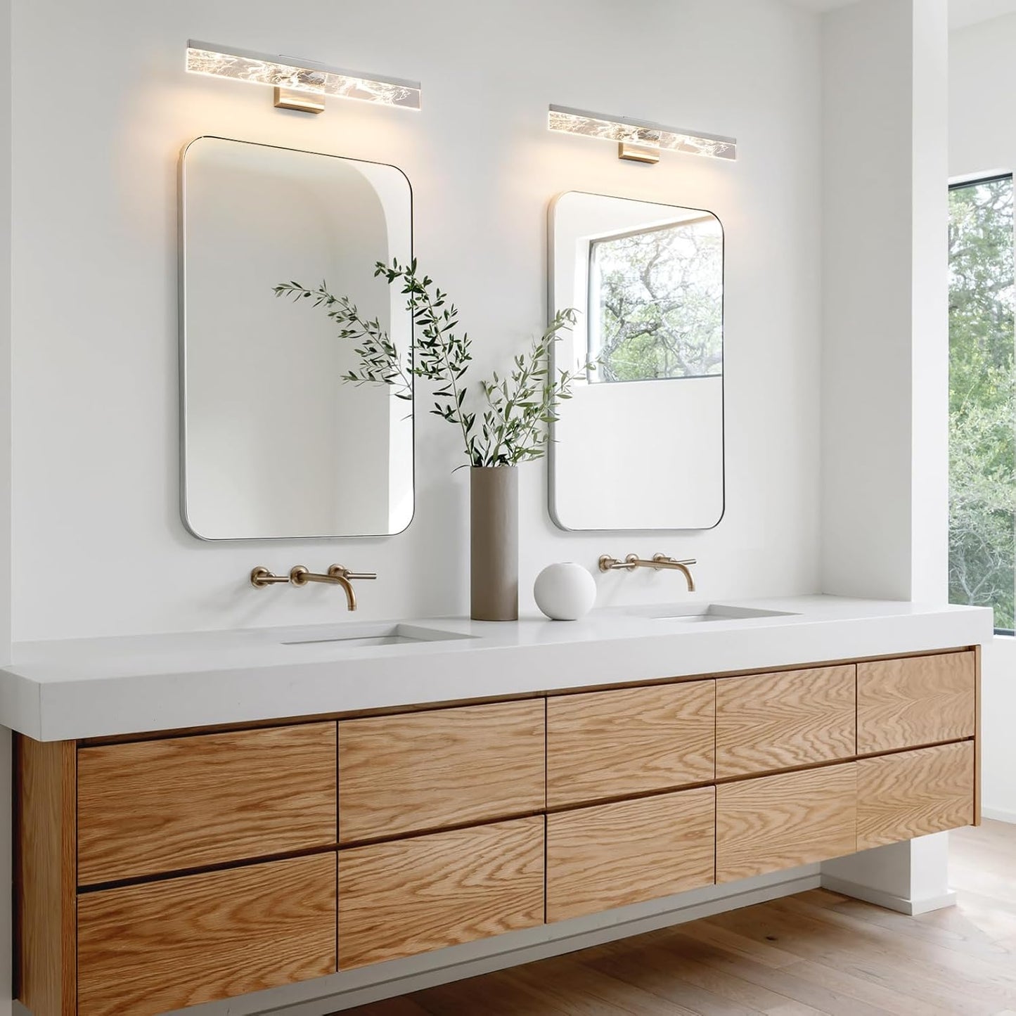 AIJIASI 39-Inch Brushed Gold Vanity Light Fixture, 28W Dimmable LED Modern Light Bar for Bathroom Mirror, Restroom, Bedroom (3000K)