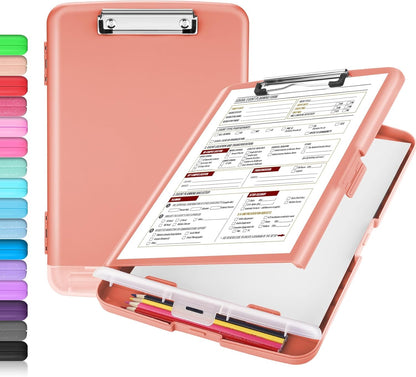 Sooez Clipboard with Storage, Clip Board 8.5 x 11 with Pen Holder, Plastic Organization Case Box for Letter Legal A4 Size Paper, Low Profile Clip, Nurses Teachers Must Haves, School & Office Supplies