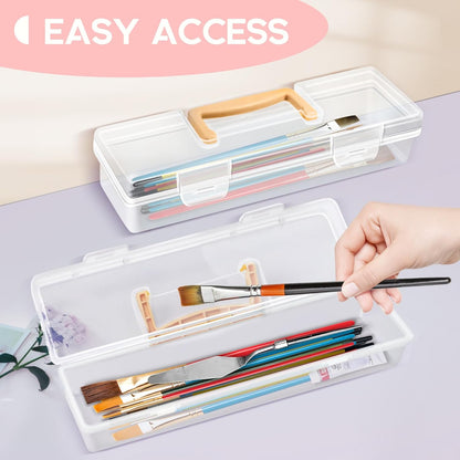 Vowcarol 2 Pack Paint Brush Case - Portable Long Brush Storage Box, Holder
