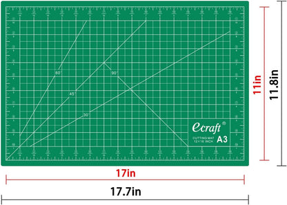 Ecraft Large Self Healing Cutting Mat: 24" x 36" Double Sided 5-Ply Hobby Mat, A1 Rotary Cutting Sewing Mat for Crafts, Fabric,Sewing,Quilting,Scrapbooking,Projects,Grey/Black
