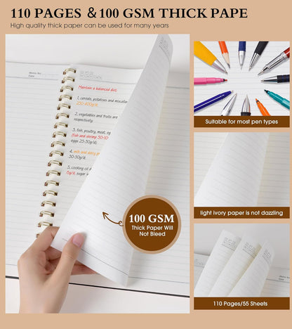 Dotted Notebook, Spiral Notebook Journal 8.5” x 11”, A4 Large Dot Grid Notebooks for Women Men, 100 GSM Dotted Paper, Plastic Hardcover Spiral Bullet Journals for Work School Sketching, Green