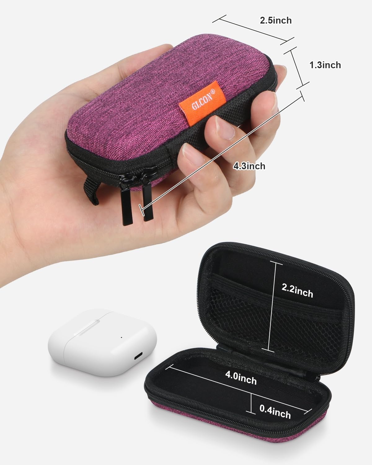 Earphone Earbud Carrying Case Holder - Lightweight Mini Universal Storage Pouch Bag for Wired Earbuds, Airpods, Bluetooth Headset, Wall Charger Adapter, USB Cable, Cell Phone Accessories - Pink