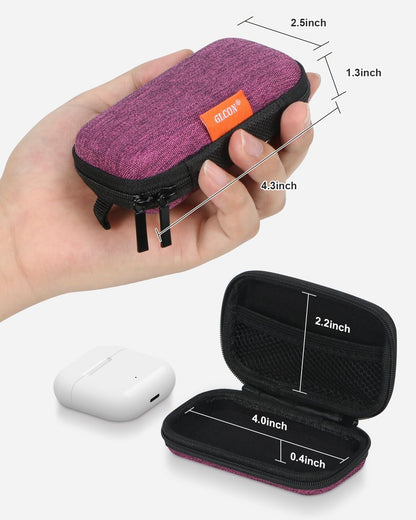 Earphone Earbud Carrying Case Holder - Lightweight Mini Universal Storage Pouch Bag for Wired Earbuds, Airpods, Bluetooth Headset, Wall Charger Adapter, USB Cable, Cell Phone Accessories - Pink