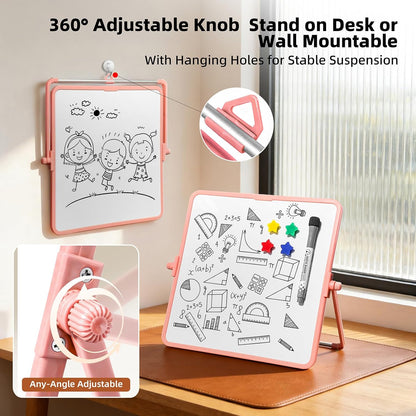 Colorful Dry Erase White Board 8.3x11in, Magnetic Desktop Board with Stand, 2 Markers (Eraser Head), 4 Magnets - Double-Sided Easel for Daily Planning, Memo, Office/Home/School (Blue)