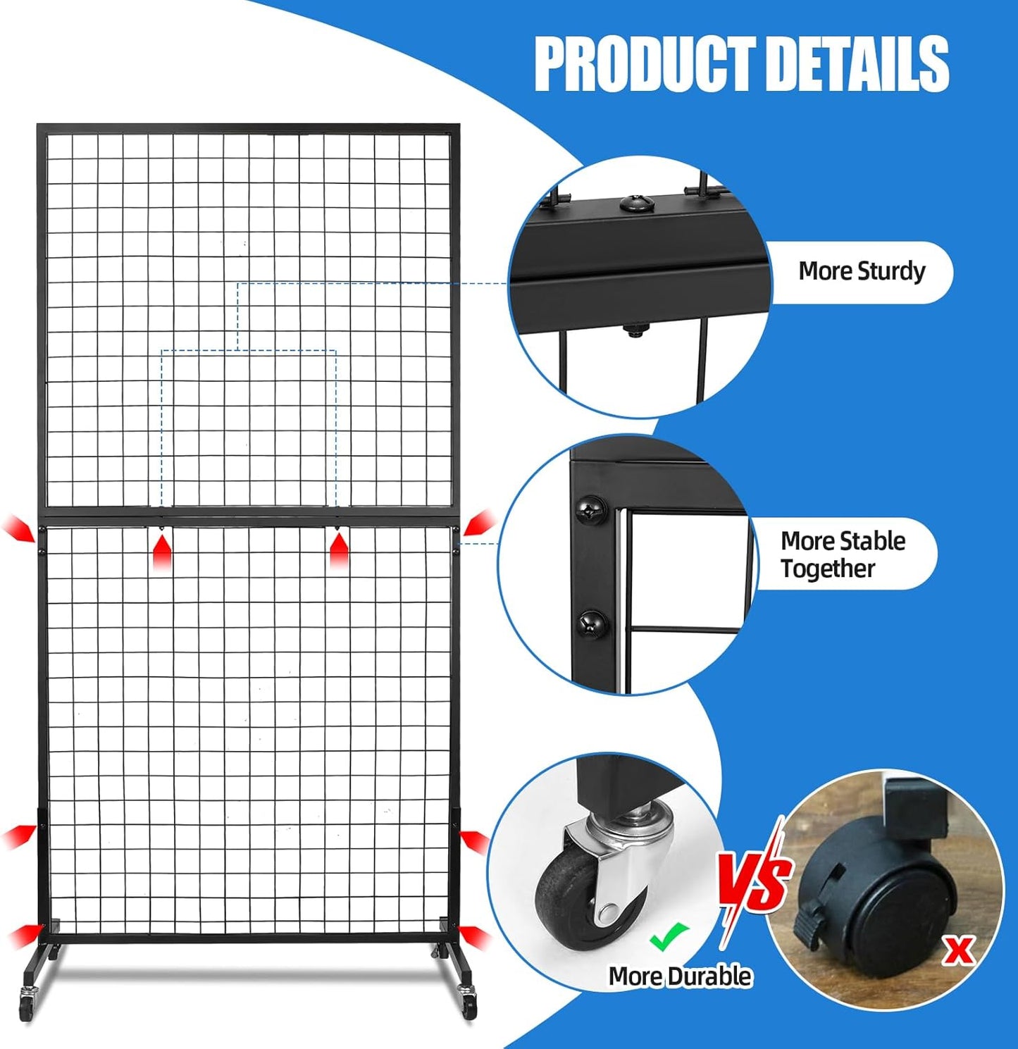 NectaCol Grid Wall Panels, 2 Packs 2'x 6' Gridwall Panels Tower with T-Base, Black Wire Grid Wall Display Rack, Craft Show Display Rack, Art Gridwall Display Stand