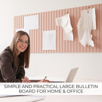 Large Felt Bulletin Board - Stylish Perfectly Sized 35" x 47" Cork Board Alternative for Office & Wall Decor – 12 Customizable Adhesive Tiles w/Golden Pins are Perfect to Display Your Photos