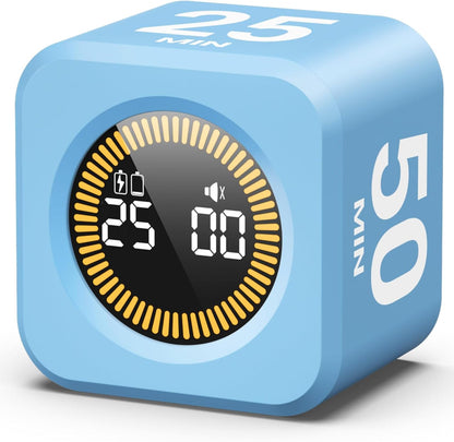 KADAMS Pomodoro Timer – Visual Cube with 5/10/30/60 Min Presets, LED Countdown Ring & Count Up Mode, Silent Flip Productivity Timer for Study, Classroom, Office, Cooking (Green 5-10-30-60 min)