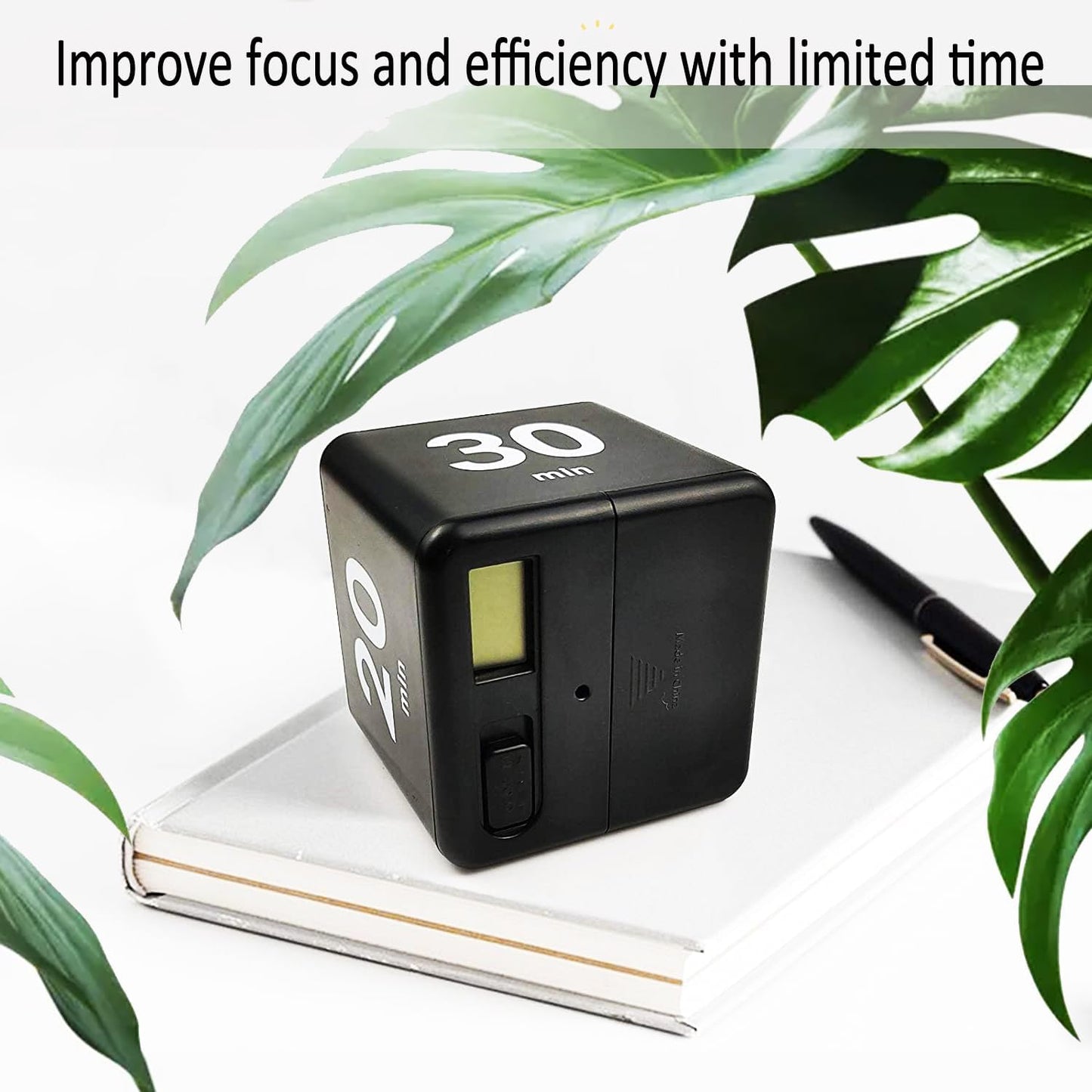Cube Timer, Productivity Visual Timer 15/20/30/60 Minutes Preset, Desk Portable Rotating Multi Timers for ADHD Time Management Work Study Cooking Workout School (Black)