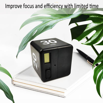 Cube Timer, Productivity Visual Timer 15/20/30/60 Minutes Preset, Desk Portable Rotating Multi Timers for ADHD Time Management Work Study Cooking Workout School (Black)