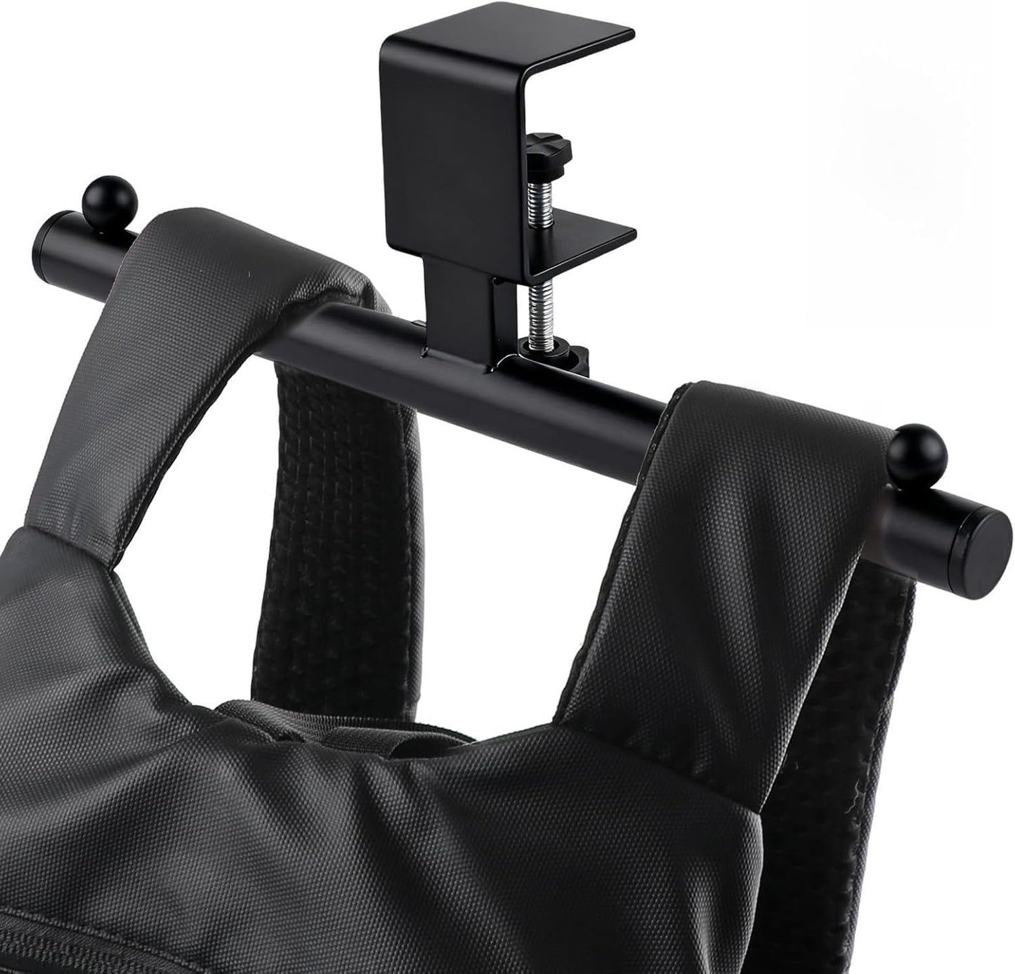 1 Pack Under Desk Bag Hook,Heavy Duty Adjustable Clamp On Hanger for Backpack Purse,Space Saving Organizer for Office Desk,Classroom,Dorm Room(Black)