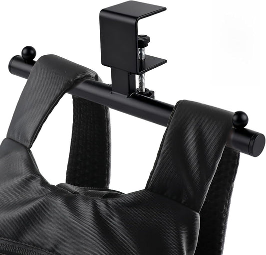 1 Pack Under Desk Bag Hook,Heavy Duty Adjustable Clamp On Hanger for Backpack Purse,Space Saving Organizer for Office Desk,Classroom,Dorm Room(Black)