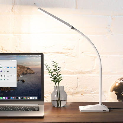 Vansuny Clip on Light LED Desk Lamp with Eye-Caring LED Light and Metal Clip, 6 Level Brightness 3 Color Modes, Power by USB Port 5W Adjustable Neck Reading Lamp for Home and Office (5W, Black)