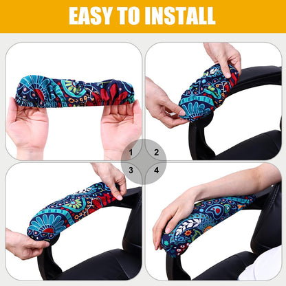 Smiry Stretch Printed Office Chair Armrest Covers, 2 Pcs Soft Fit Removable Washable Computer Desk Chair Arm Covers Protector, Black
