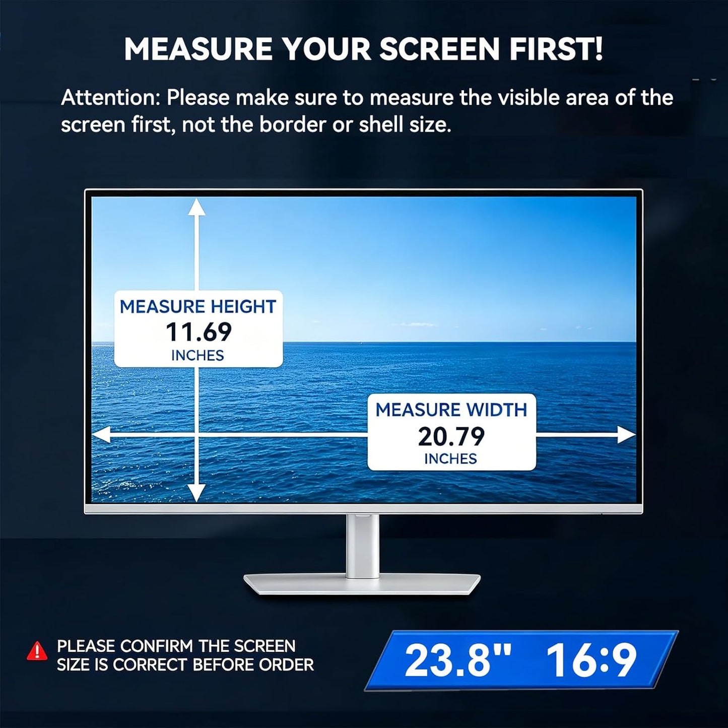 [2-Pack] 24 Inch Computer Privacy Screen 16:9 Aspect Ratio Widescreen Monitor, Eye Protection Anti Blue Light Glare Computer Monitor Privacy Filter, 24inch Removable Black Blackout Anti Spy Desktop Security Privacy Filter