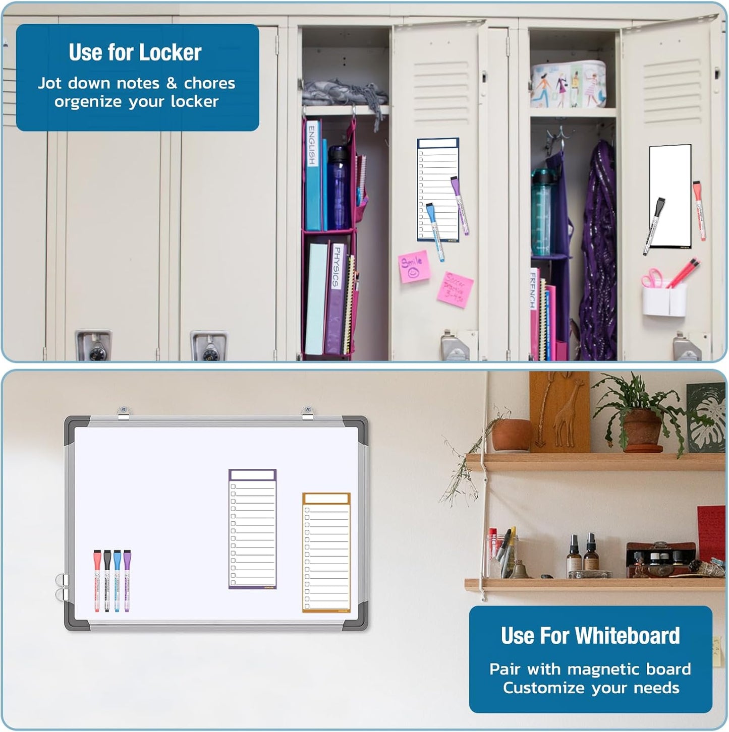 HOMiDEK Dry Erase Whiteboard for Fridge - Magnetic White Board for Refrigerator - 2 Sheets of Weekly Calenders, Monthly Habit Tracker, Memo Pad, to Do List and 4 Markers - 4" x 10"