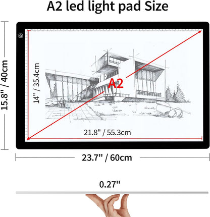 Zocelight A3 Light Pad for Diamond Painting Kit,4800Lux Super Bright 5mm Ultra Thin Diamond Art Light Board with Stand and Clip,3 Levels Dimming Light Box for Artists,Drawing,Sketching,Animation