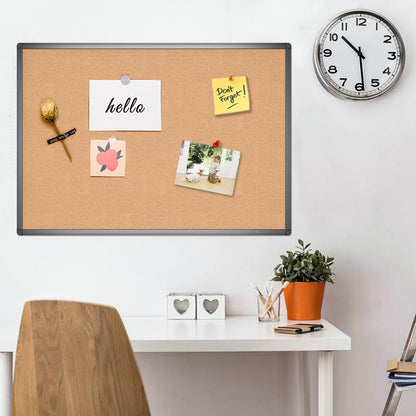 VIZ-PRO Cork Notice Board, 36 X 24 Inches, Cork Bulletin Board with Black Aluminium Frame