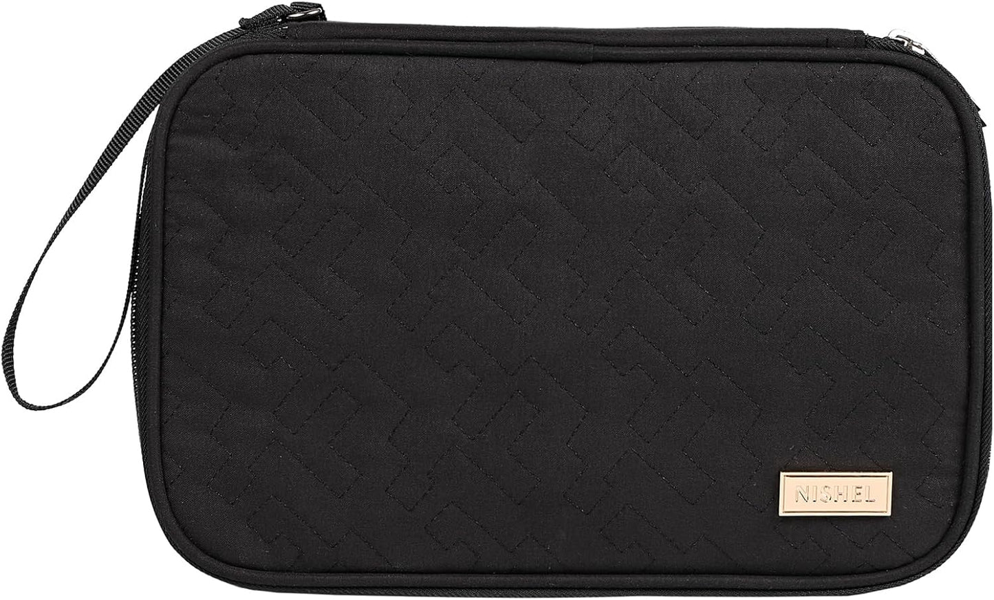 NISHEL Travel Cord Organizer Case, Double Layers Tech Electronic Bag, Essentials for Charger, Cable, Phone, Flash drive, Medium, Pink