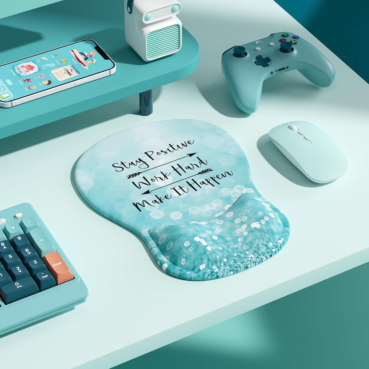 Ergonomic Mouse Pad with Wrist Rest,Cute Gel Mousepad Wrist Support - Small Mini Portable for Travel Mouse Pads for Desk Laptop,Computer,Office & Home Decor (Pink&Light Pink)