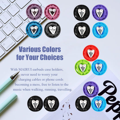 MAIRUI Wired Earbud Case 3 Pack Earphone Headphone Cord Organizer Earbuds Wrap Soft Silicone Magnetic Holder Storage Tangle Free Cable Winder(Red/Blue/Green)
