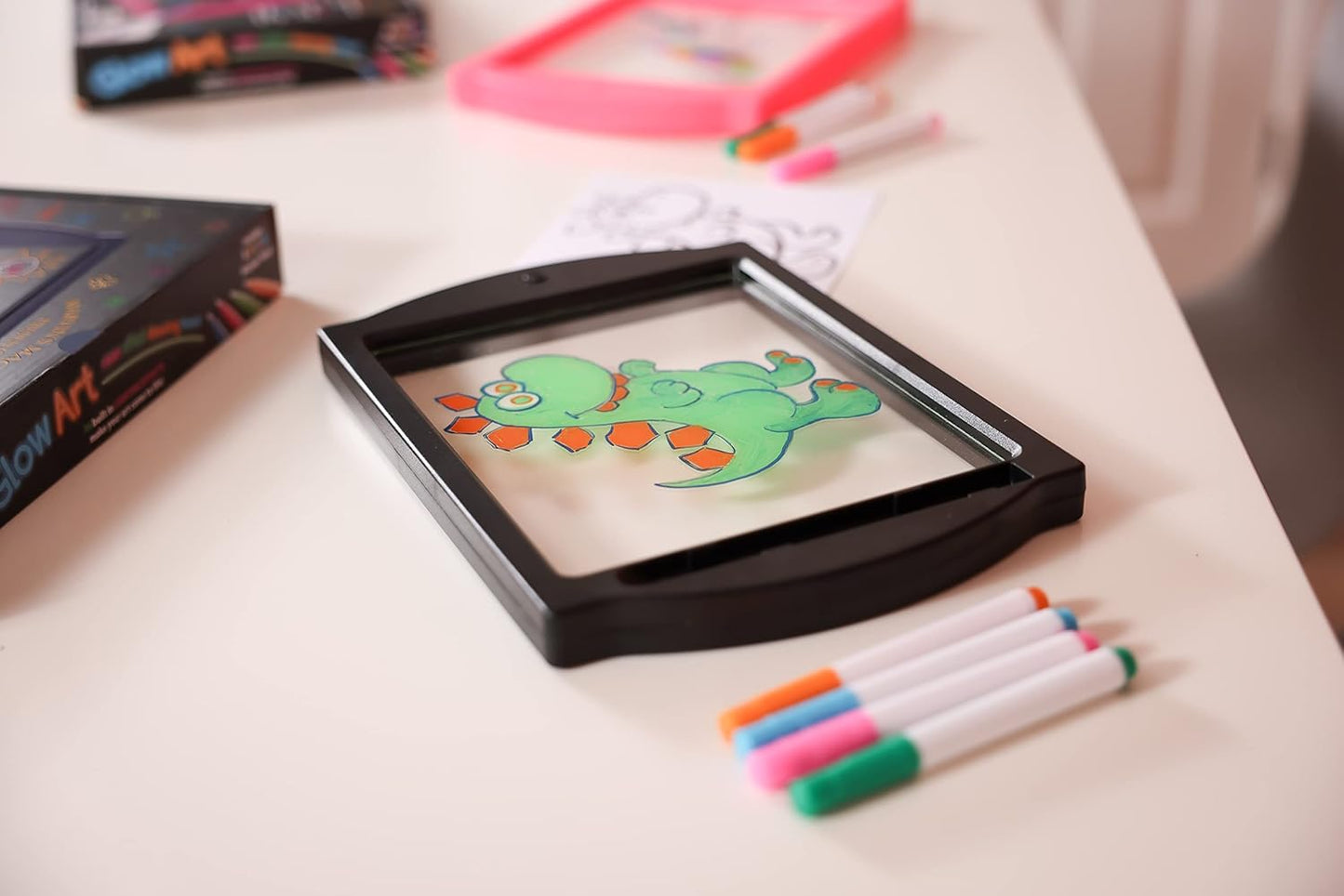 Marvin's Magic Glow Art Neon LED Drawing Board for Kids - Pink Doodle Board with Glow in the Dark Markers - Light Up Tracing Pad and Drawing Tablet - Mess Free Arts and Crafts Set Ages 5+