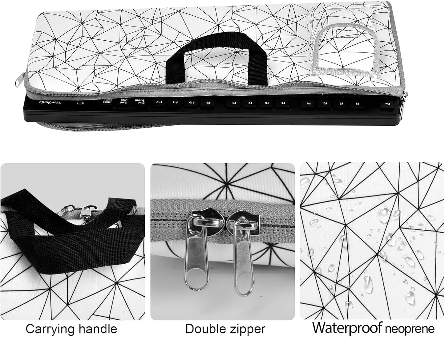 Keyboard Sleeve Travel Case for Logitech MK250 Wireless Keyboard Mouse Combo,Rugged Neoprene Construction Zipper Mouse Storage and Cable Storage Pouch(Black)