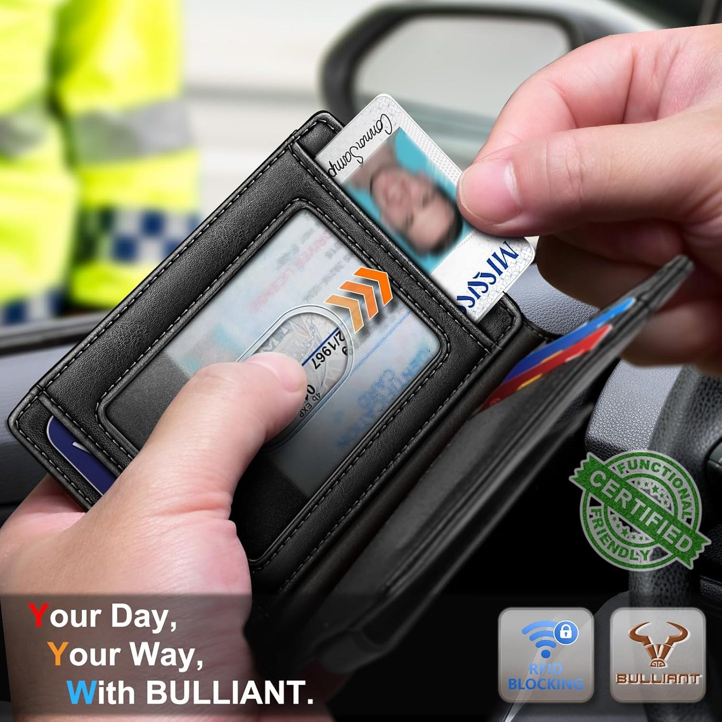 BULLIANT Men Airtag Wallet,Slim Wallet Money Clip Card Holder Magnetic Closure 12 Cards in Front Pocket RFID Blocking