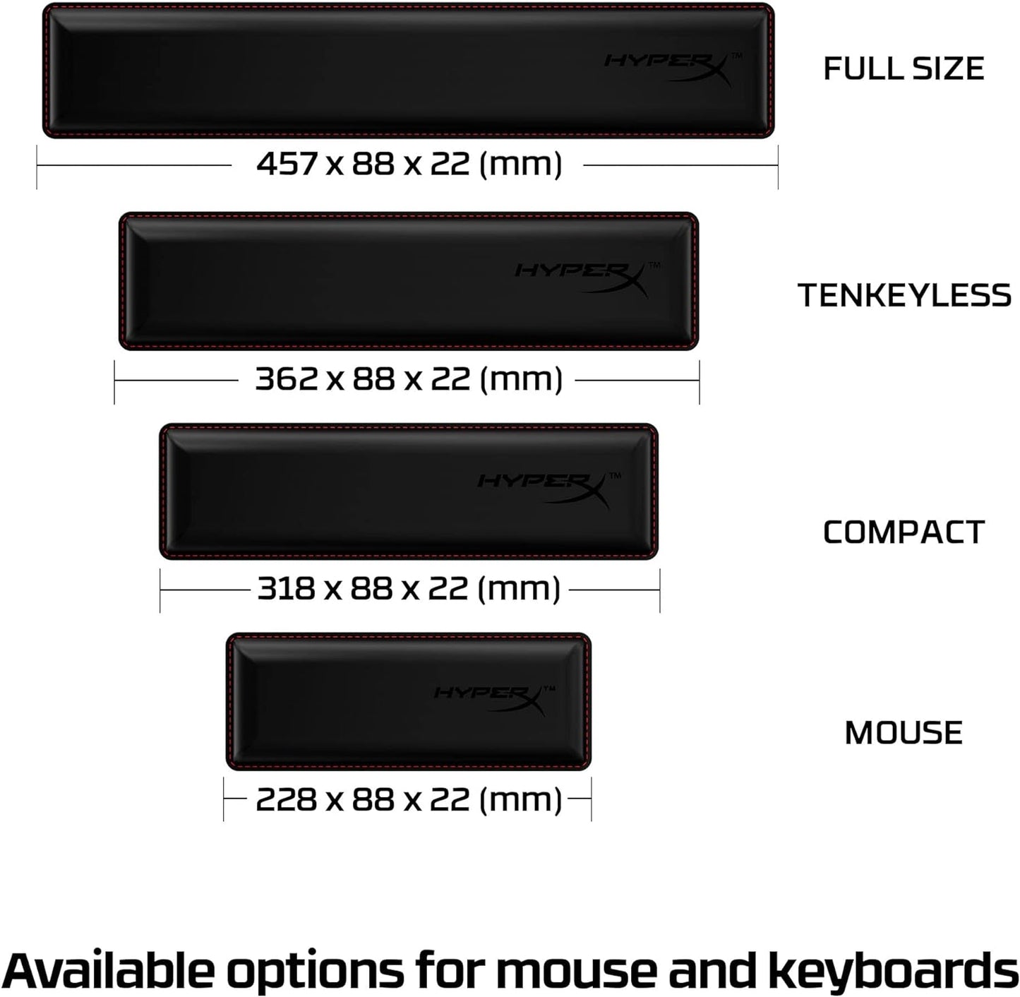 HyperX Wrist Rest – Compact – Cooling Gel – Memory Foam – Anti-Slip,Black