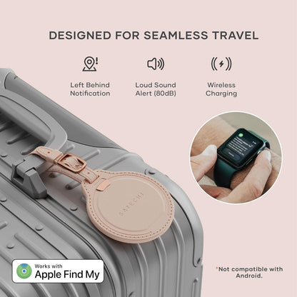 Satechi FindAll Smart Luggage Tag with Find My, TSA-Friendly, Airport Tracking, Left-Behind Alerts, Loud Audible Chime, Wireless Rechargeable, Works with iPhone, iPad, Mac – Desert Rose