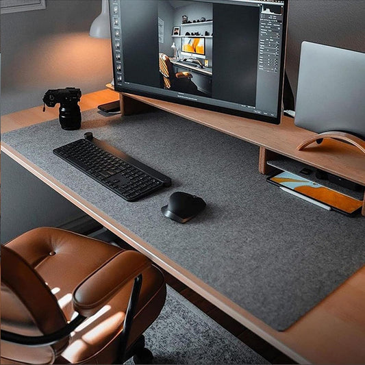 Felt Desk Mat,35.5" x 15.8" Inches,Large Keyboard Mat,Wool Desk Pad, Extra Large Felt Mouse Pad for Computers,Laptops, Offices and Homes. (Dark Gray)