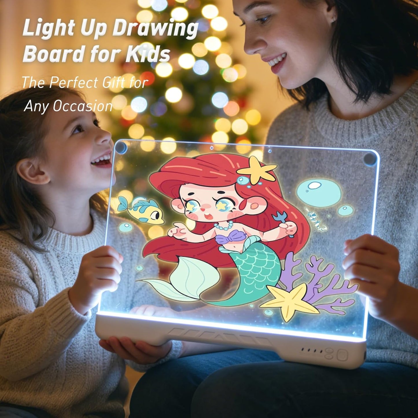 Rechargeable Led Drawing Board for Kids, 16.7" Portable Doodle Glow LED Note Board with 7 Colors, DIY Neon Art Dry Erase Light Up Drawing Pad, Perfect Christmas & Birthday Gifts for Girls Boys