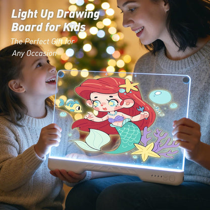Rechargeable Led Drawing Board for Kids, 16.7" Portable Doodle Glow LED Note Board with 7 Colors, DIY Neon Art Dry Erase Light Up Drawing Pad, Perfect Christmas & Birthday Gifts for Girls Boys