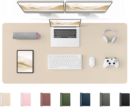 YSAGi 35.4" x 17" Large PU Leather Desk Mat for Keyboard and Mouse - Waterproof Non-Slip Desk Pad Protector for Office, Home, Writing Desk, Black