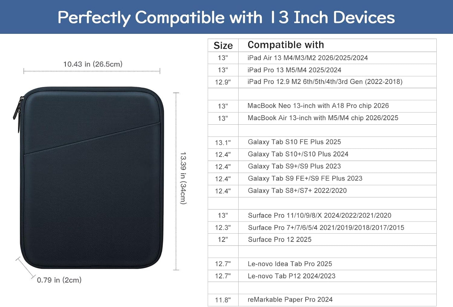 Dadanism 9-11" Tablet Sleeve Bag Carrying Case for iPad (A16) 11th Gen 11", iPad 10th Gen 10.9" Air 5/4, iPad Air M4/Pro 11", iPad 9/8/7th, Galaxy Tab A11+ Plus 11", Remarkable 2 10.3", Black