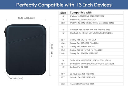 Dadanism 9-11" Tablet Sleeve Bag Carrying Case for iPad (A16) 11th Gen 11", iPad 10th Gen 10.9" Air 5/4, iPad Air M4/Pro 11", iPad 9/8/7th, Galaxy Tab A11+ Plus 11", Remarkable 2 10.3", Black