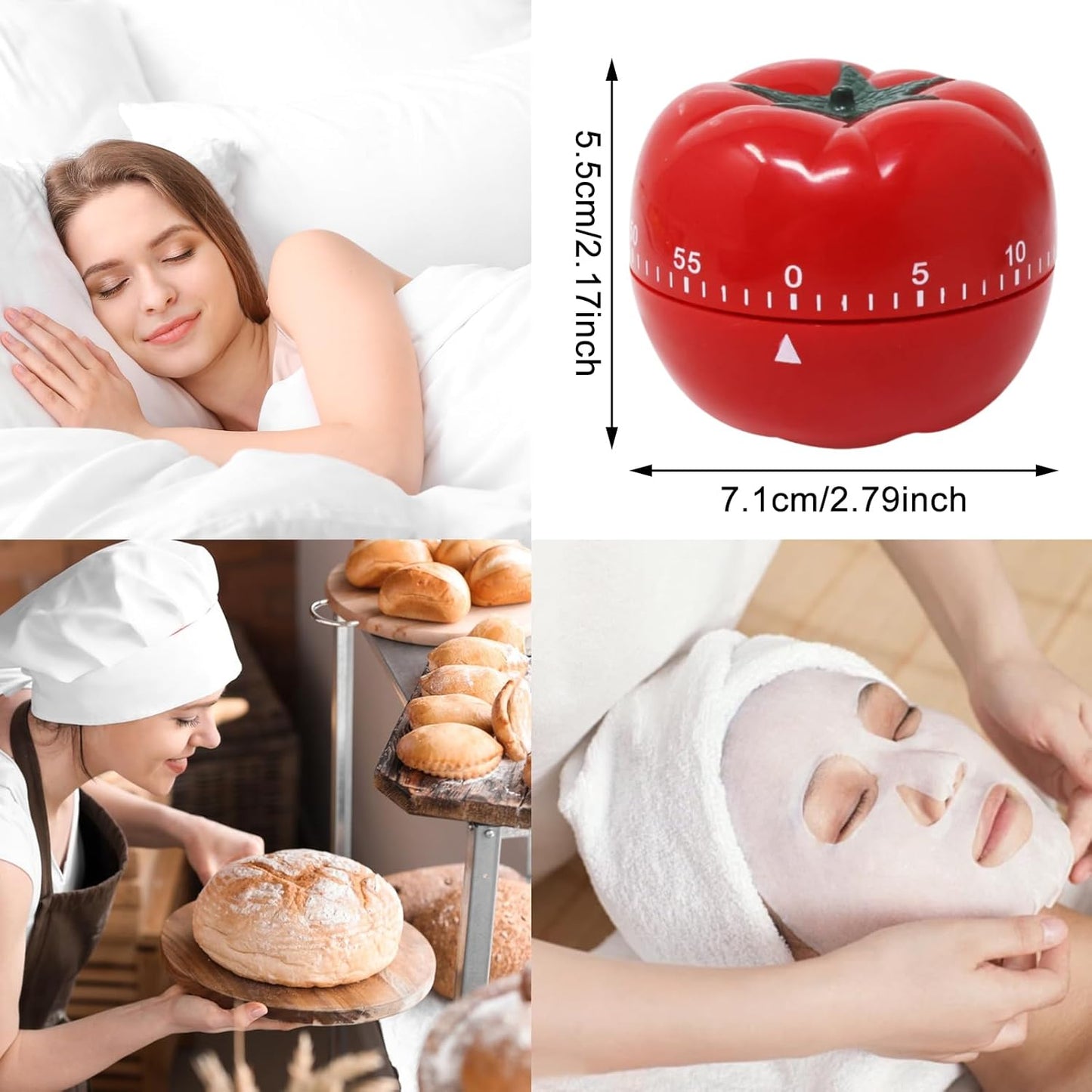 yueton Manual Mechanical Tomato Timer -Ring Alarm Kitchen Timer for Cooking Study Gym Countdown Clock Red